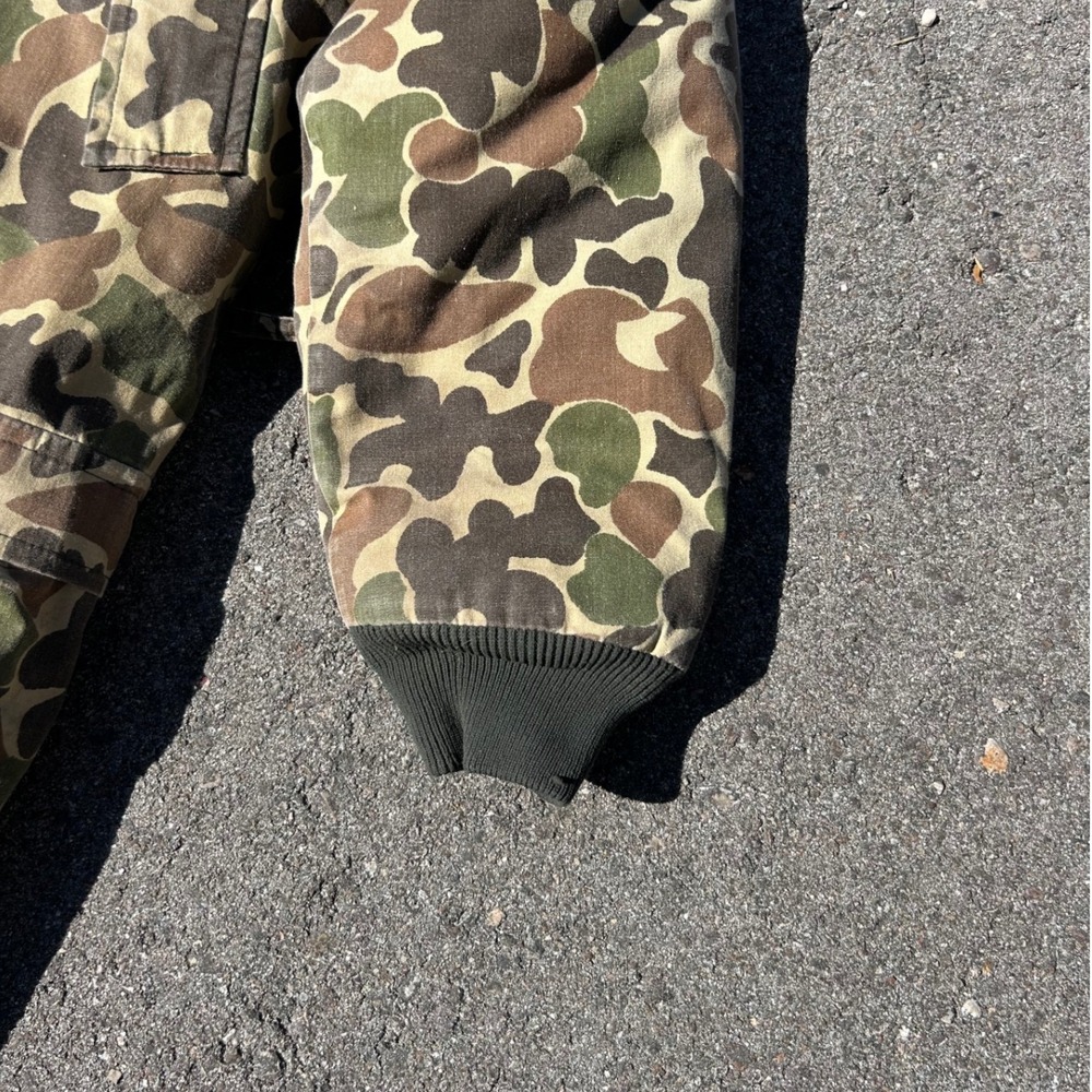 Vintage Eddie Bauer Goose Down Camo Coveralls Jumpsuit Frog Skin Duck Camo 0610 - Picture 11 of 16